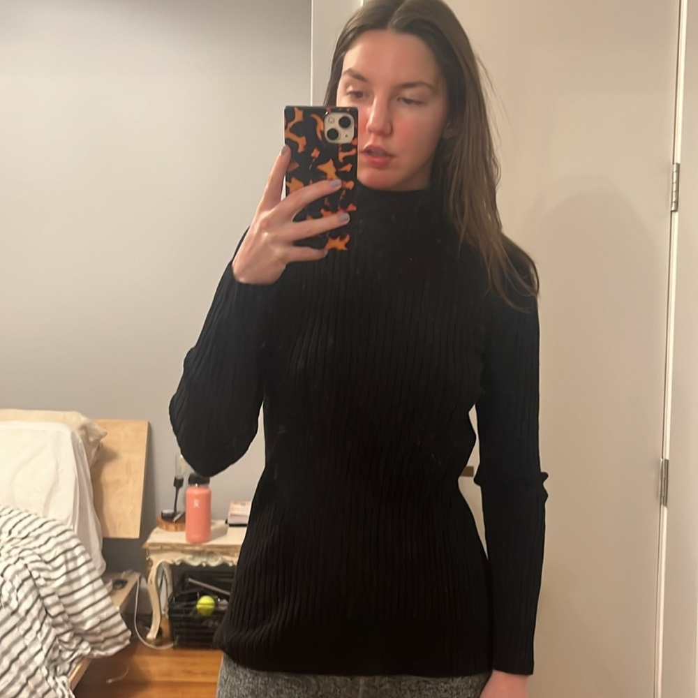 Chico’s Black Ribbed Cotton Turtleneck